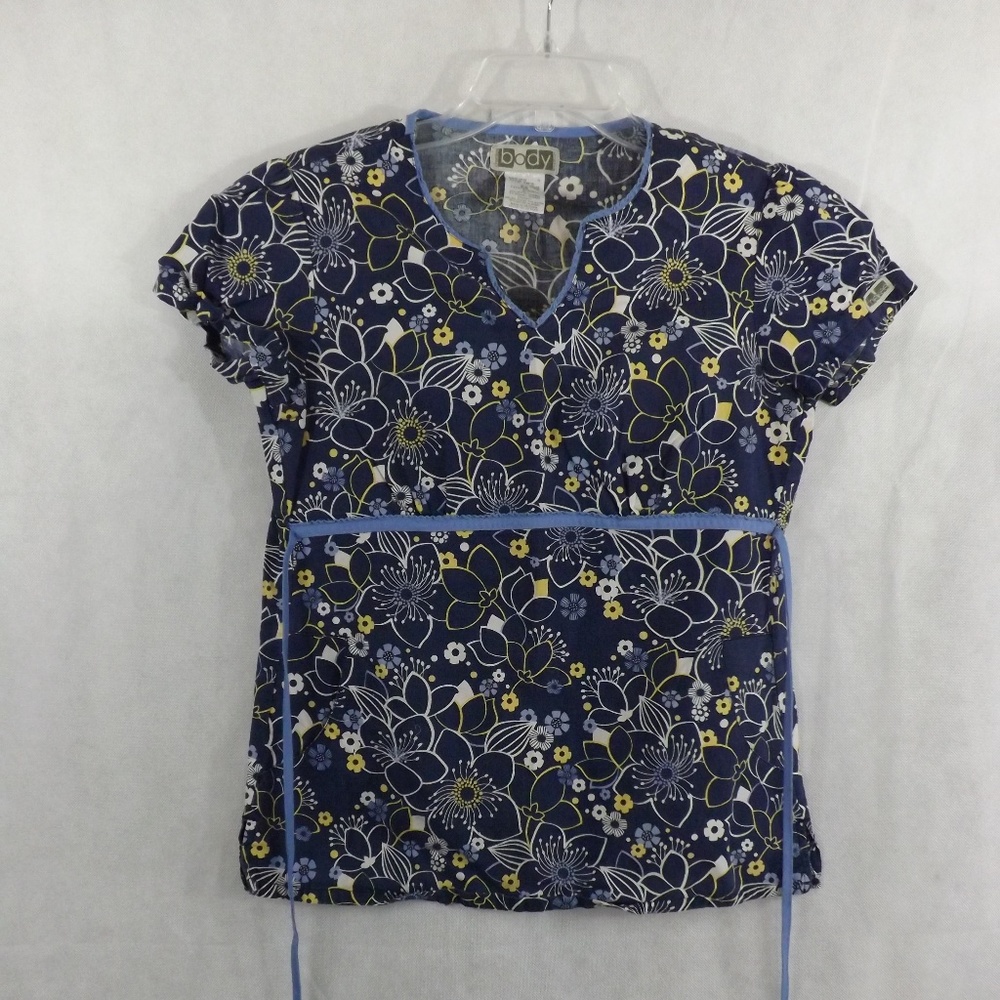 Womens CHEROKEE Scrub Top - Blue floral - Sz XS